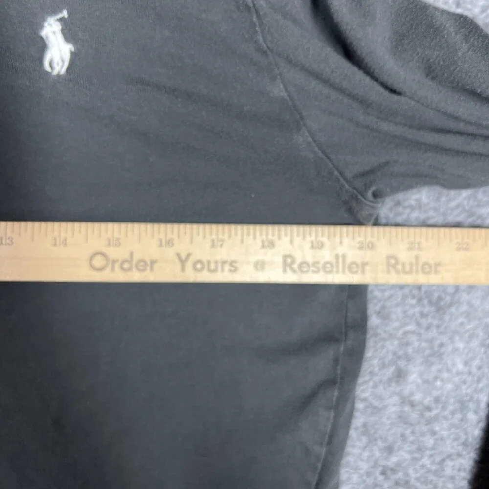 Polo Ralph Lauren Hoodie Mens Medium Black Jersey Pullover Logo Lightweight